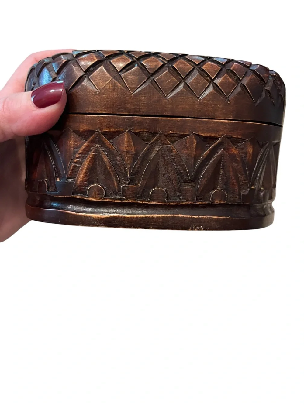 Vintage Intricate Hand Crafted Wood Jewelry Trinket Box
